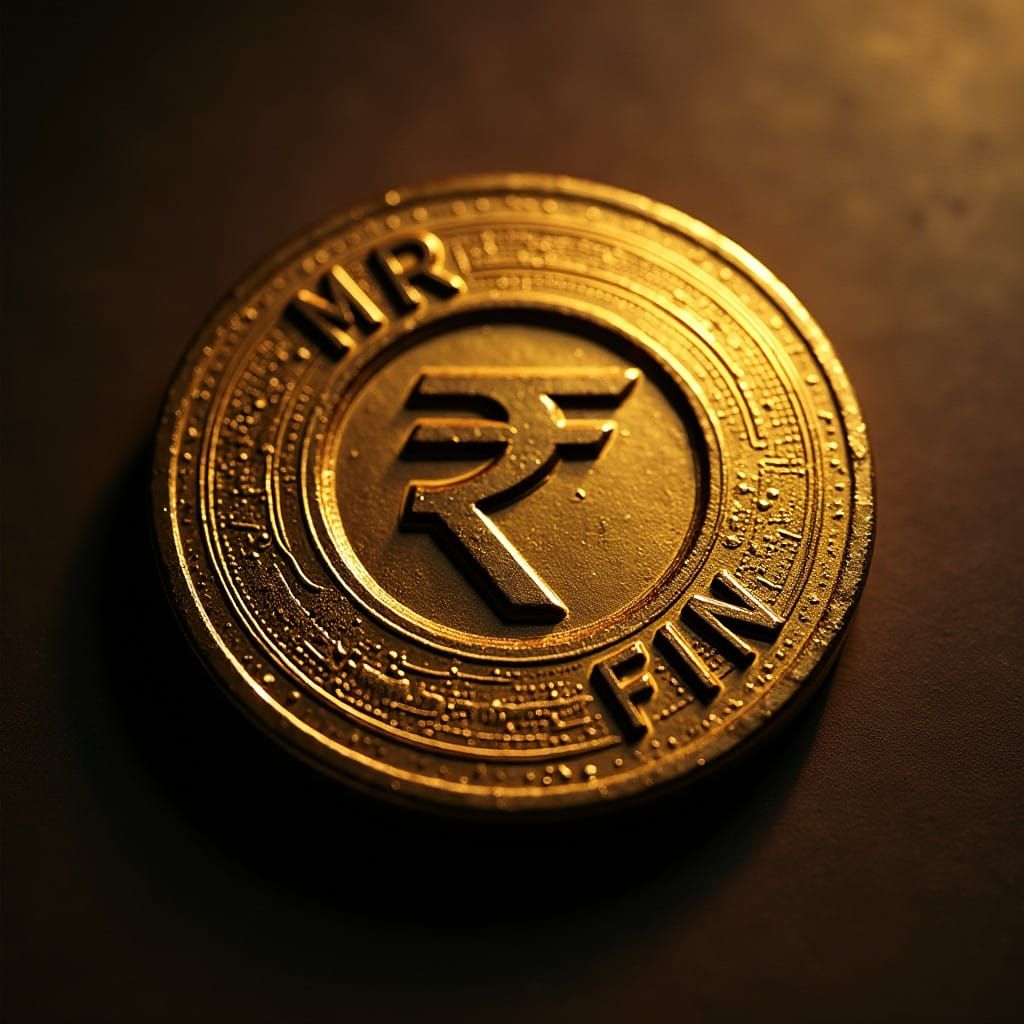 Modern Logo Design Featuring Golden Coin with Indian Rupee S...