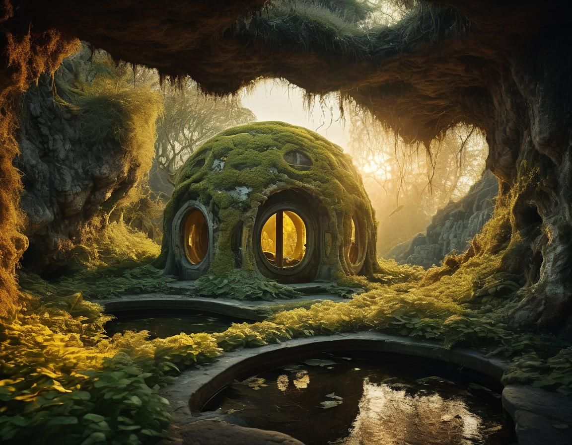 Grotesque Anthropomorphic Creature in Florid Landscape