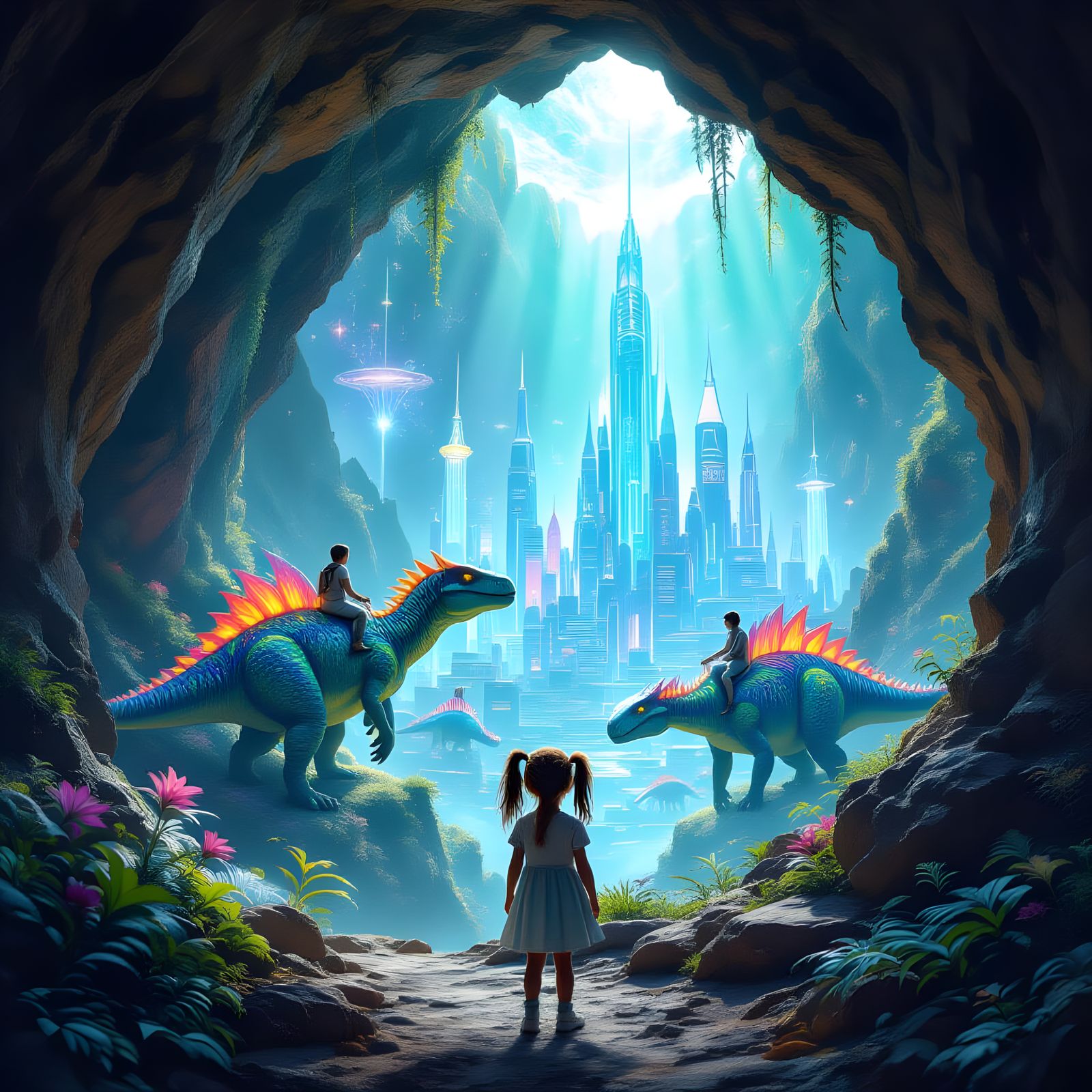Girl Discovers Futuristic World Through Cave