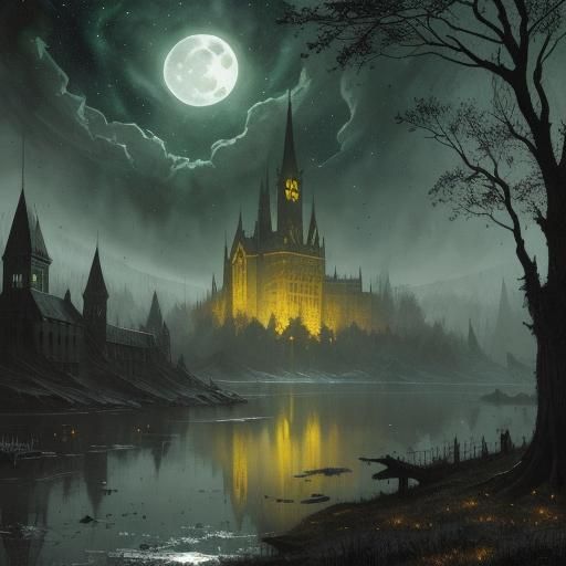 Gothic Dead Swamp: Watercolor Landscape Painting