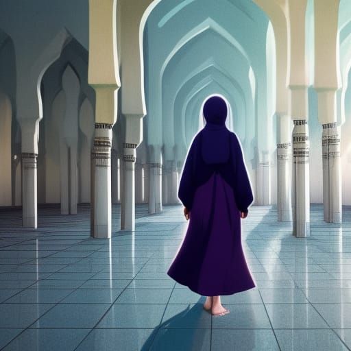 Girl in Hijab Inside Mosque, Anime Key Visual