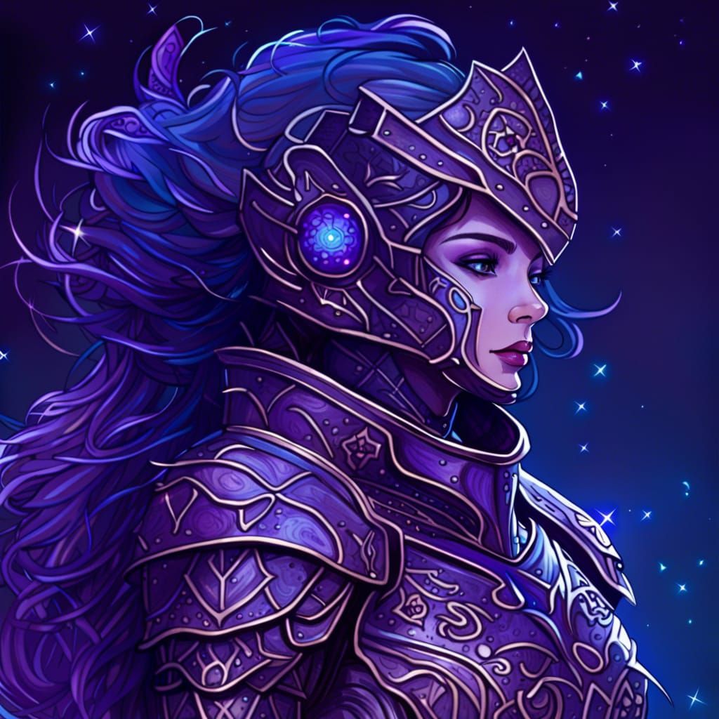 Knight Lady in Space Armor: Digital Art