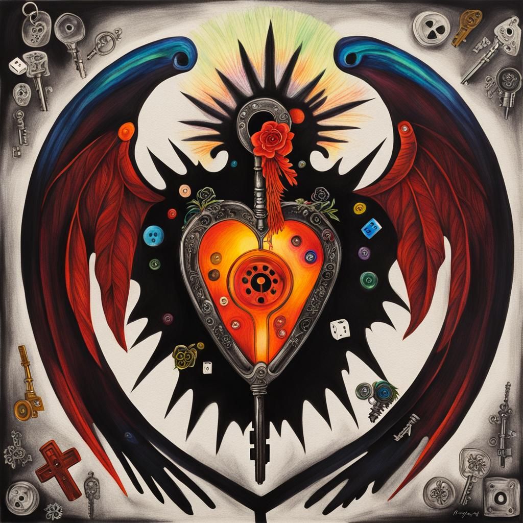 Keys,Gothic   keys ,  Kids Crayon drawings ,surreal (child's...