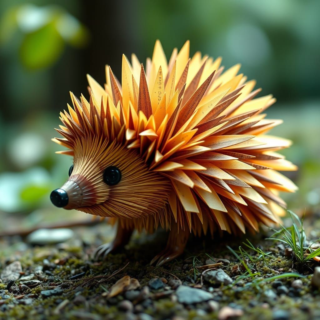 Hyper-Realistic Hedgehog Crafted from Sticky Notes