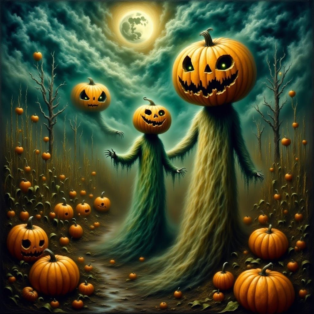 Surreal Dreamscape With Gourd Masks and Memory Maze