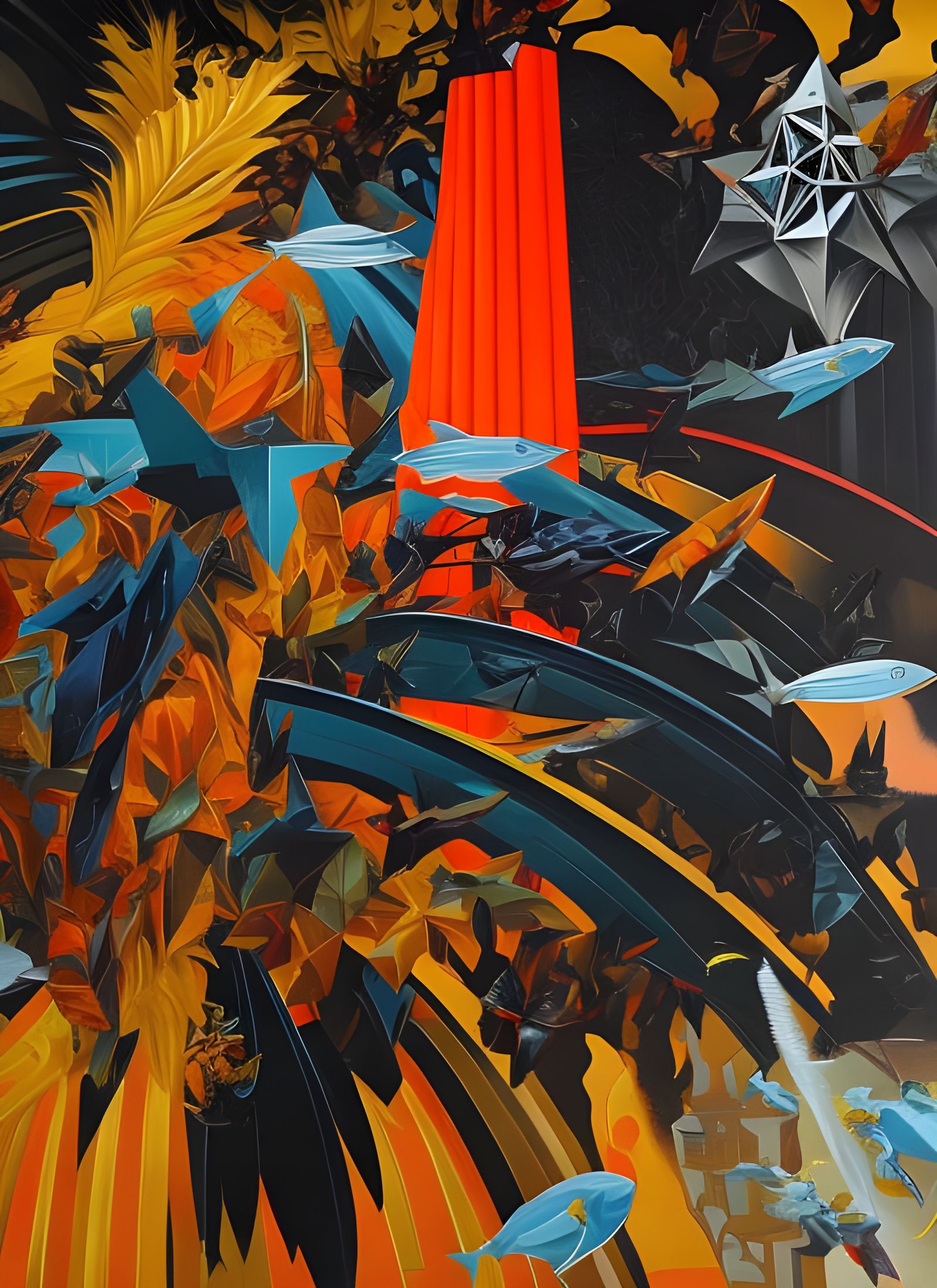 Chaotic Abstract Painting in Hyperreal Style