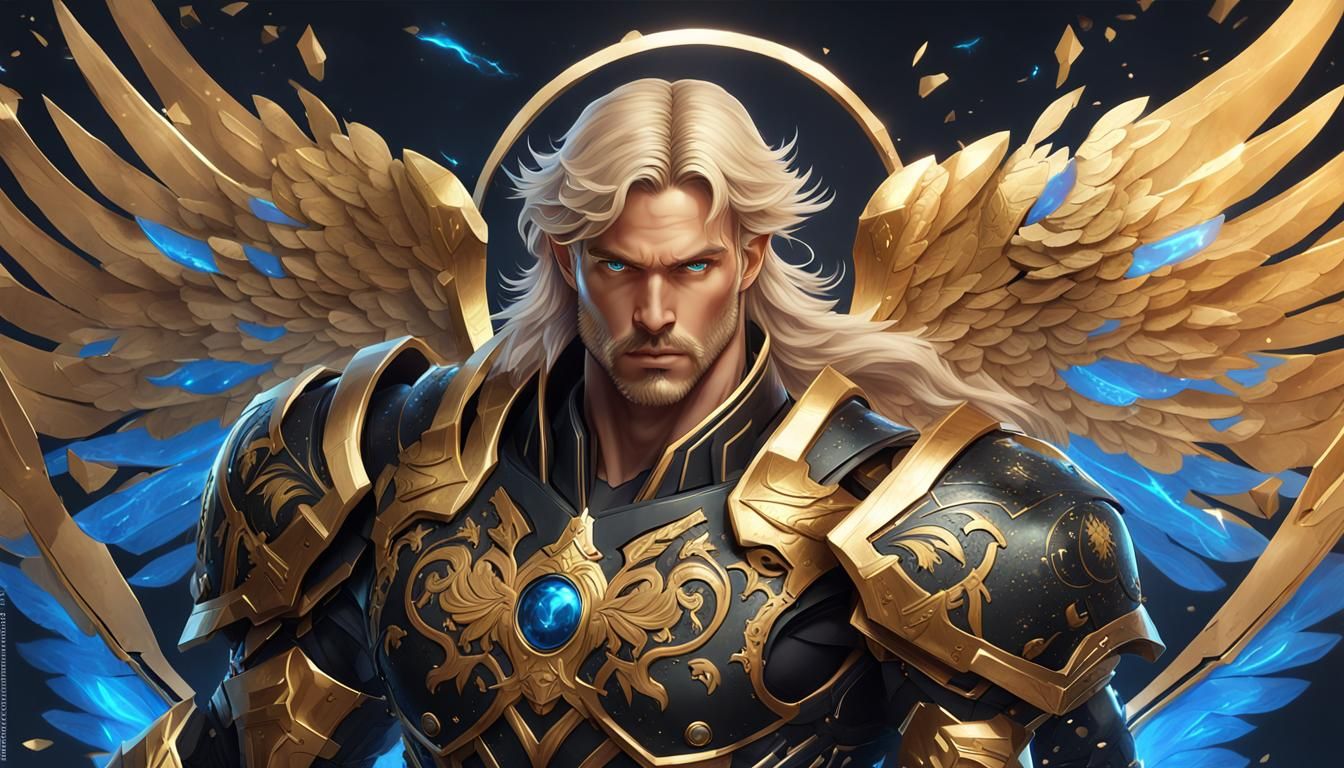 Angel Uriel in Black and Gold Armor