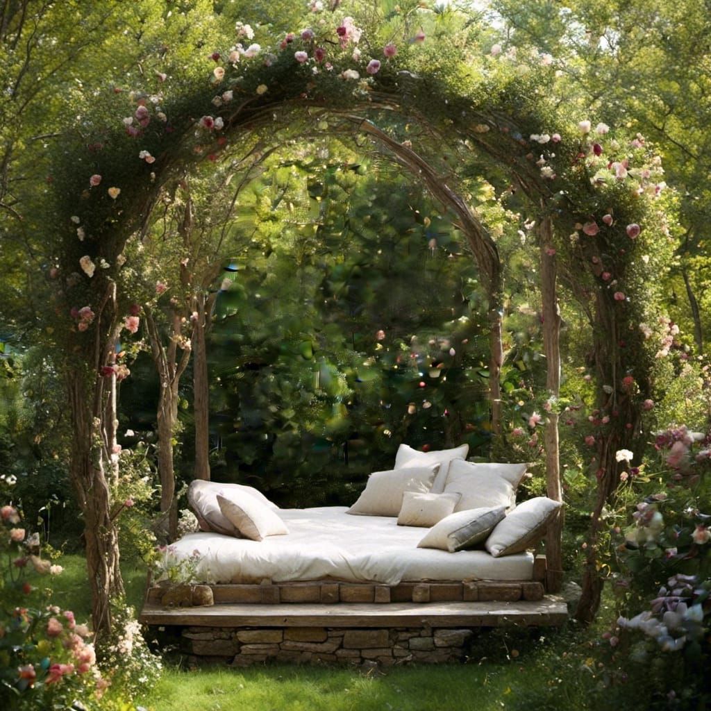 Fantasy Outdoor Bed in Light Fantasy Style