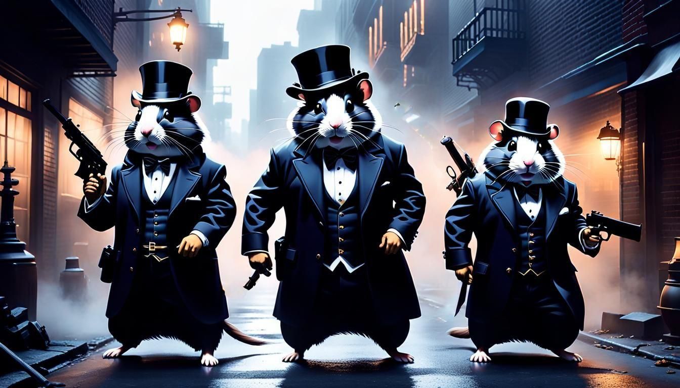 Gangster Hamsters in Dark Silhouette