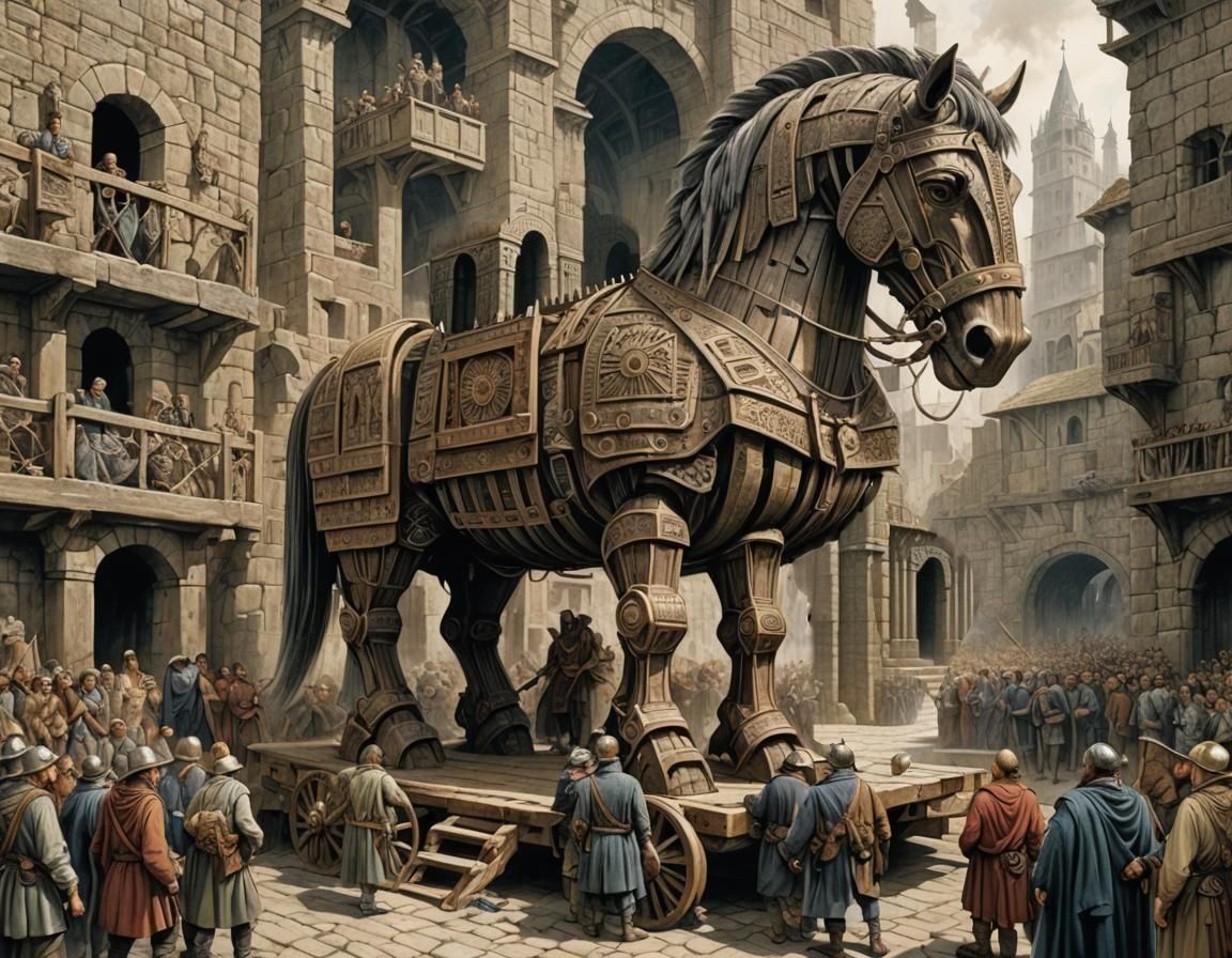 Hyperdetailed Trojan City Illustration in Fantasy Art Style