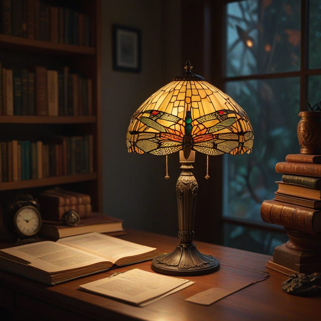 Geek at Computer in Cozy Library, Woodcut Textures