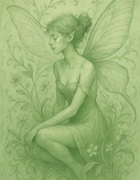 Ethereal Fairy with Emerald Wings: Digital Fantasy Art
