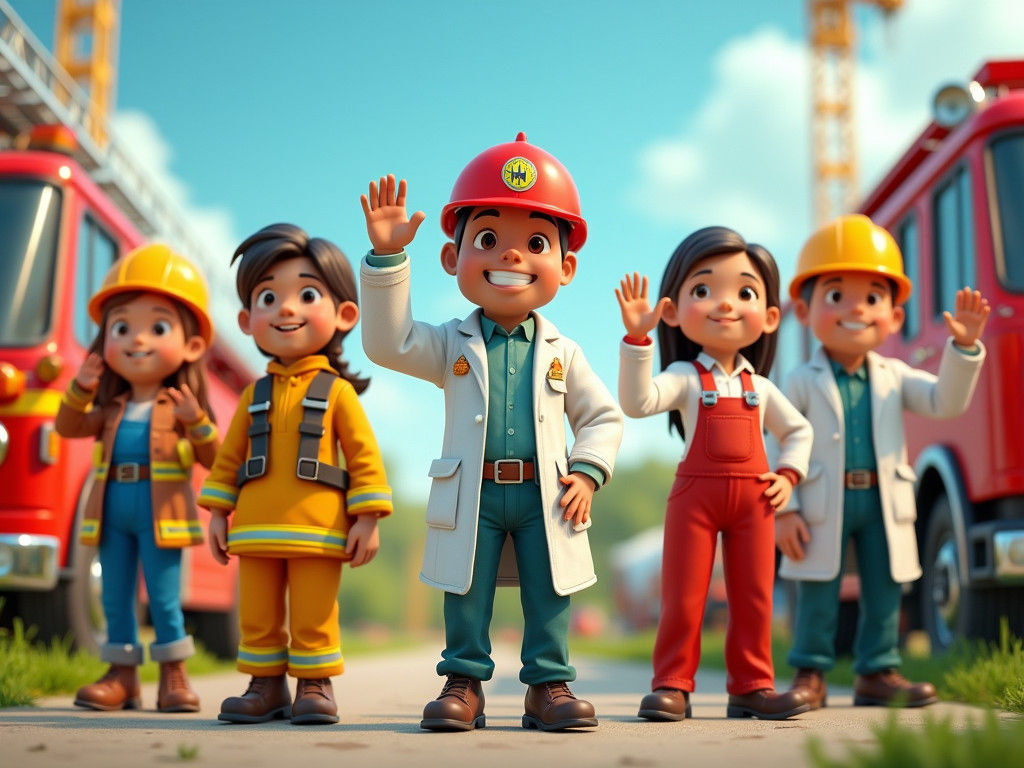 Diverse Professionals in a Whimsical Dreamlike Scene