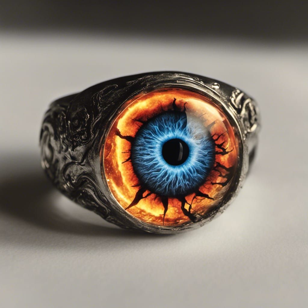 Sauron's Burning Eye in Fiery Resin Ring