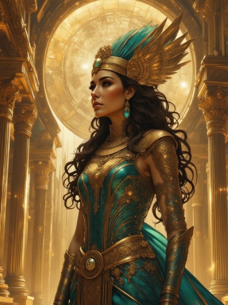 Pharaoh in Future Ruins with Binary Sunset