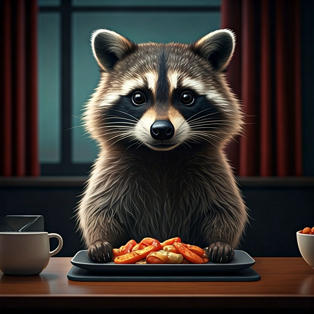 Raccoon Chef Hosts Late Night Cooking Show