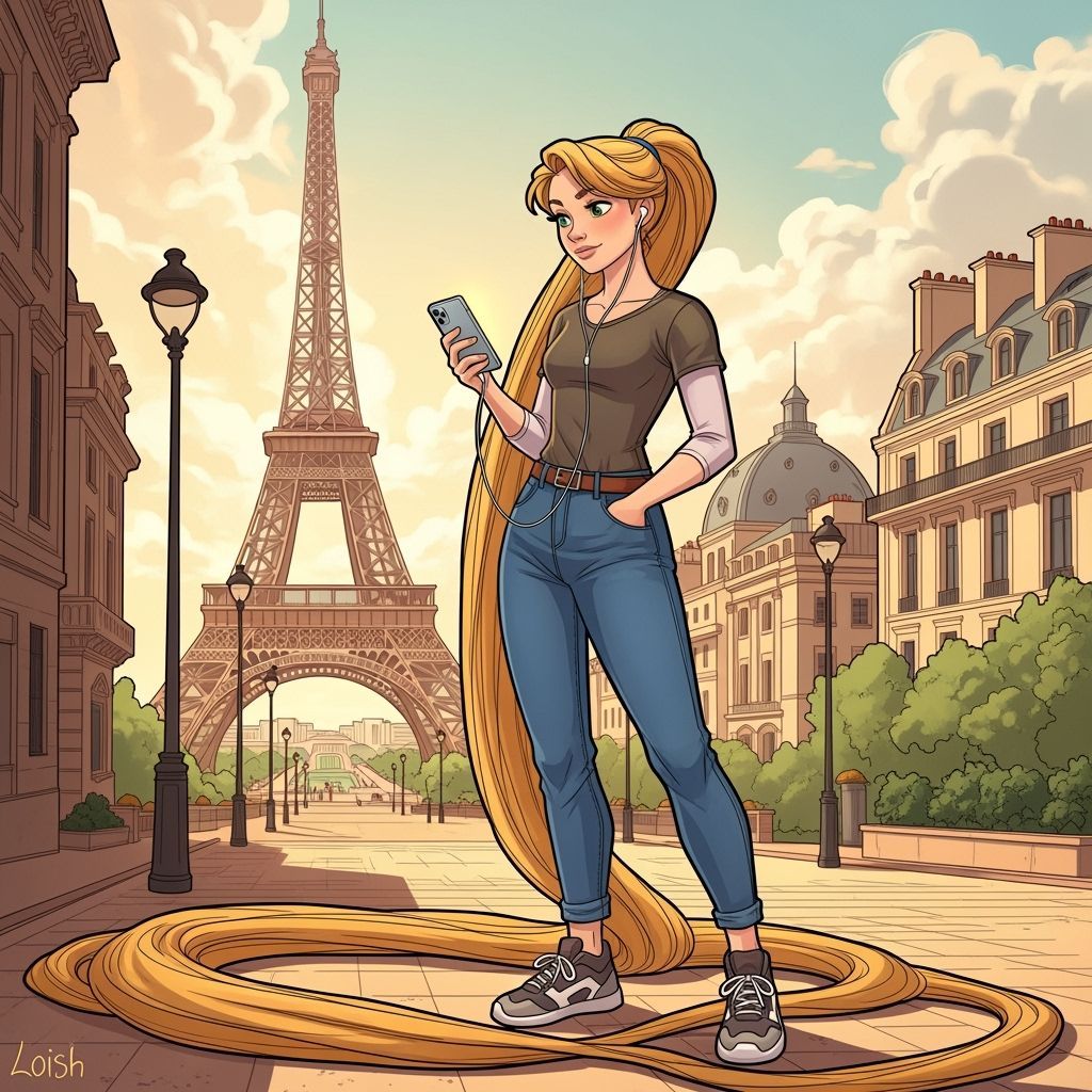 Rapunzel in Paris in a Futuristic Art Nouveau Style