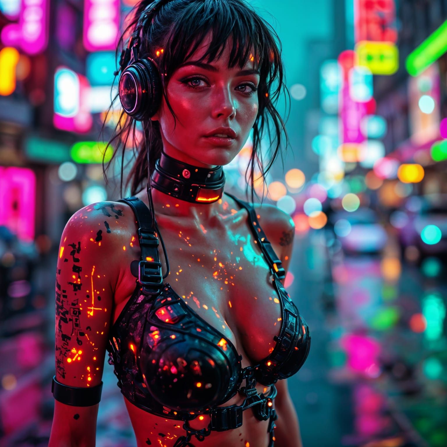 Cyberpunk Bikini Cop Directs Traffic