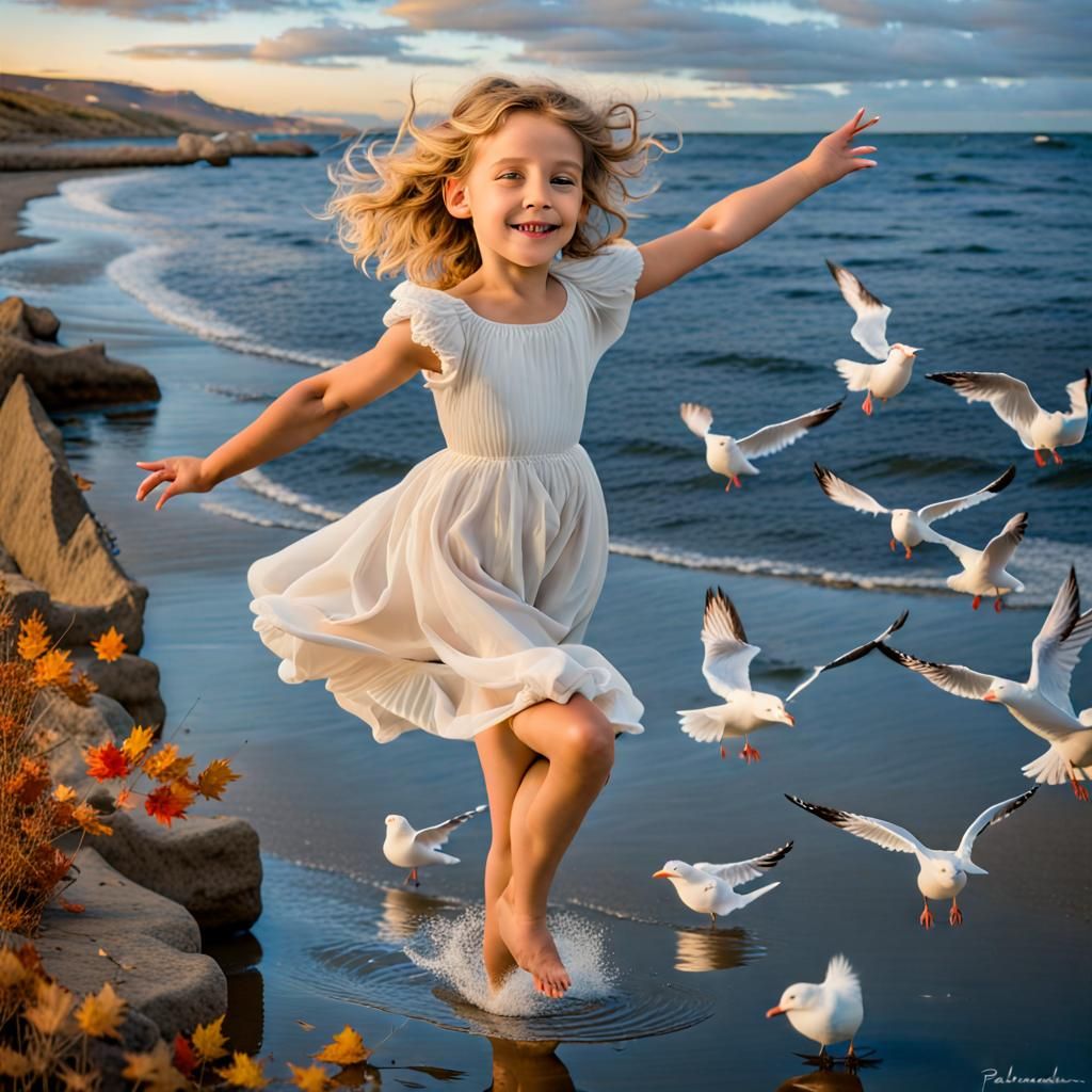 Child's Dreamy Autumn Evening in Cubist Style