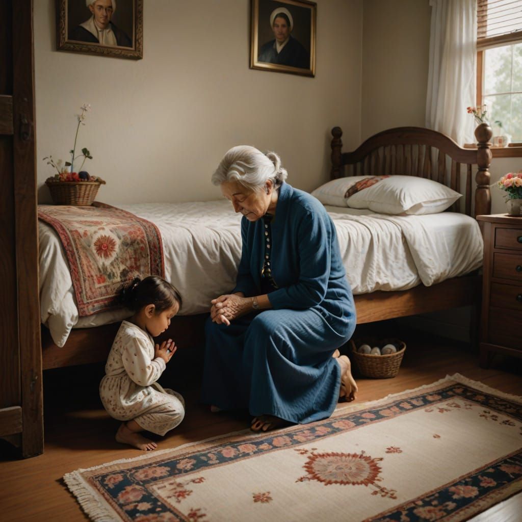 Grandmother and Child in Prayer