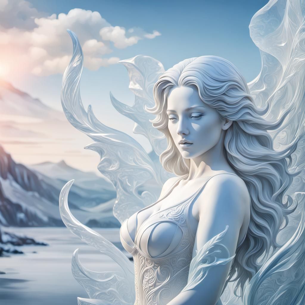 beautiful woman statue ice sculpture