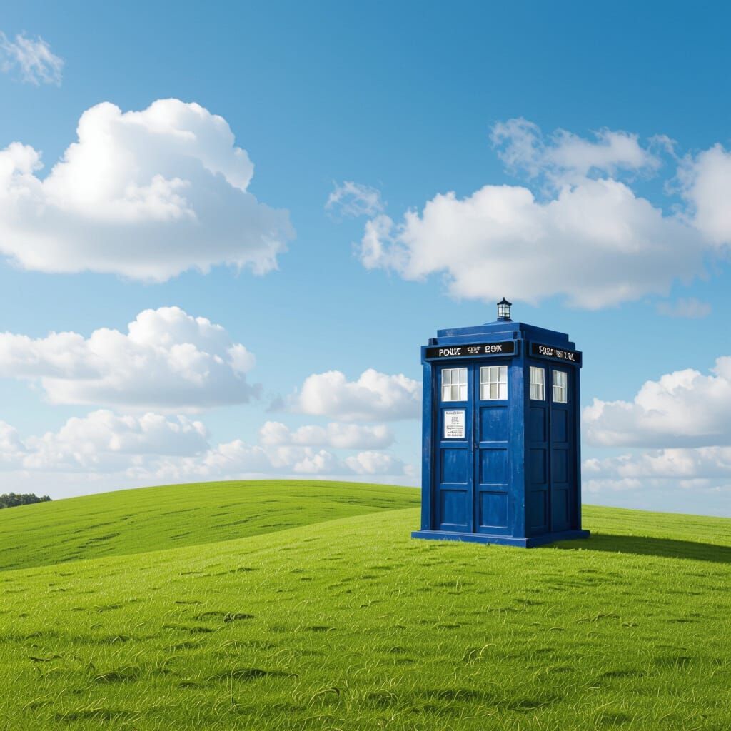 TARDIS in Rolling Green Hills of Paradise
