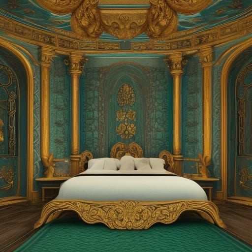 Jade Stone Bedroom in Maximalist Style