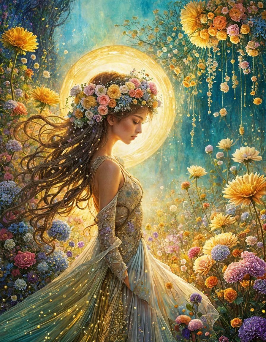 Princess in Ethereal Whimsy, Backlit by Soft Pastel Hues