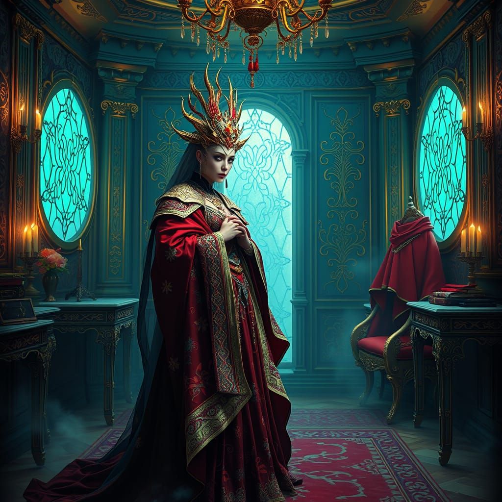 Noble Rococo Lady in Opulent Dressing Room