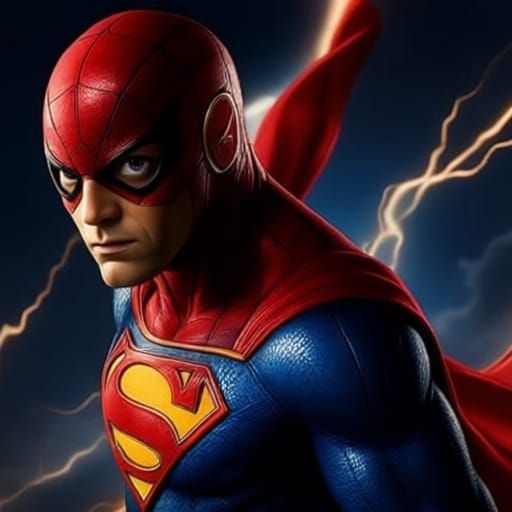 Superman, Spider-Man, and Flash Symbols Combined