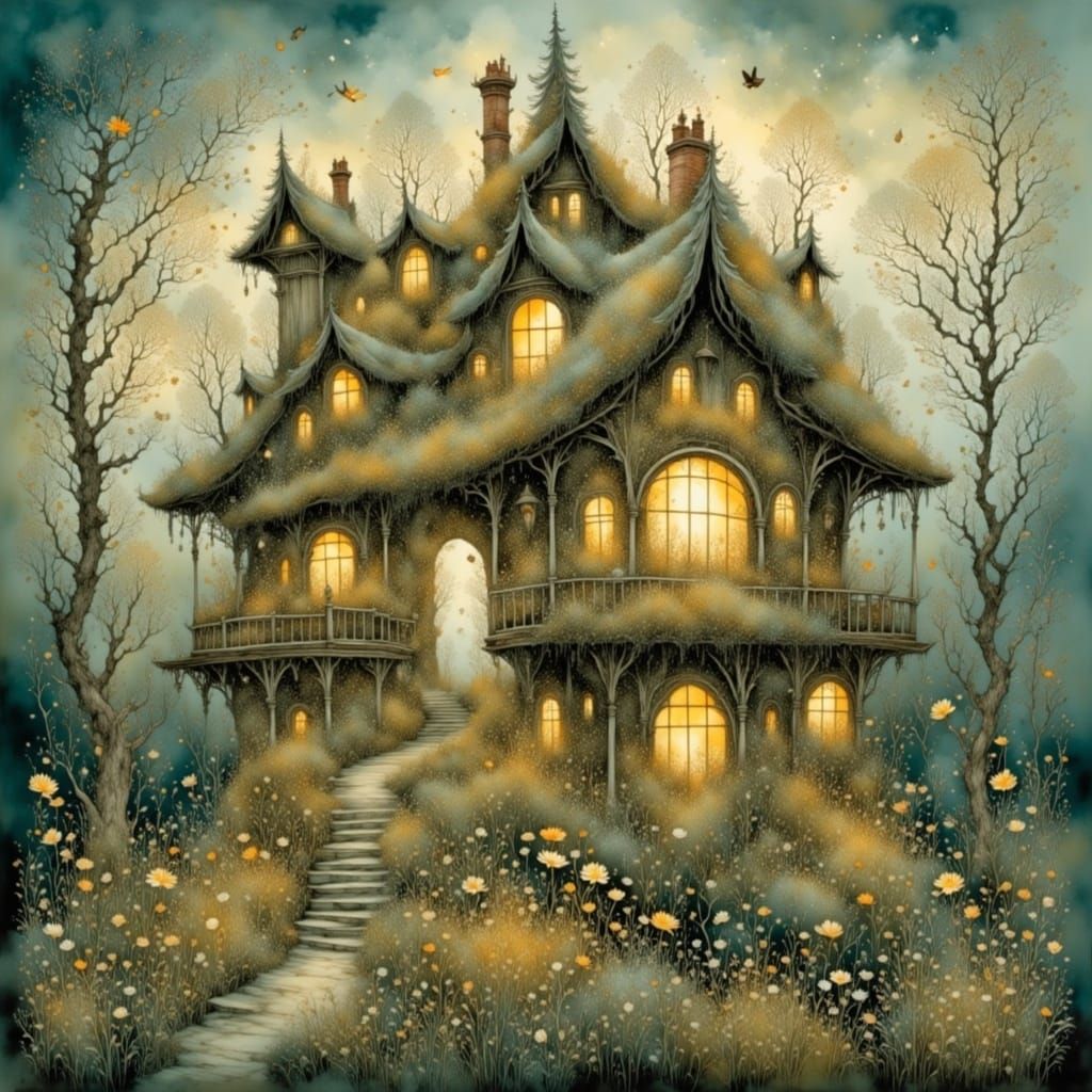 Whimsical Landscape with Intricate Details