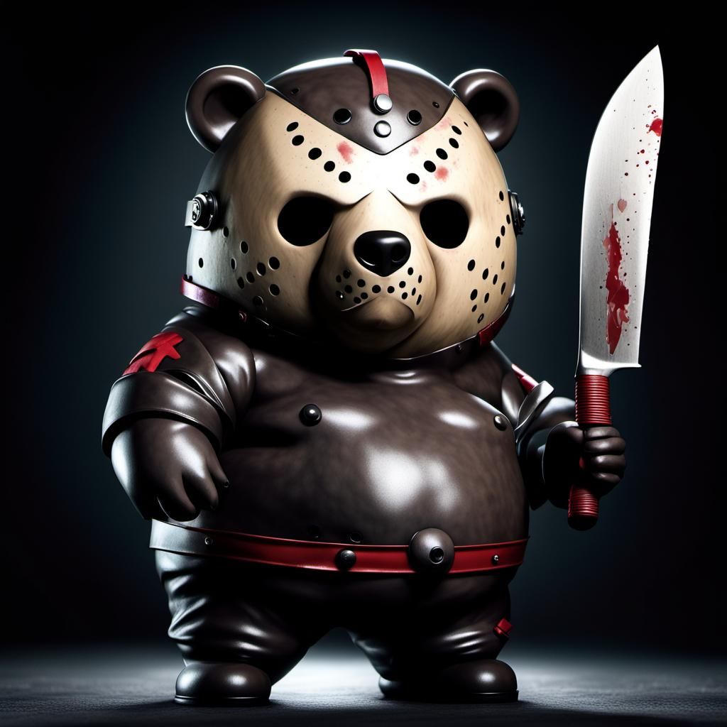 Chibi Bear-Jason Voorhees Portrait in Darkness