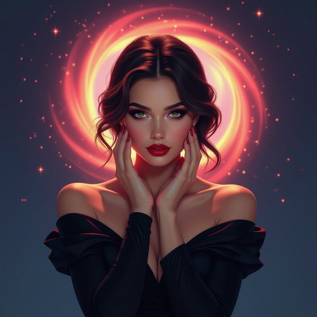 Desperate Woman in Cosmic Dark Fantasy Style