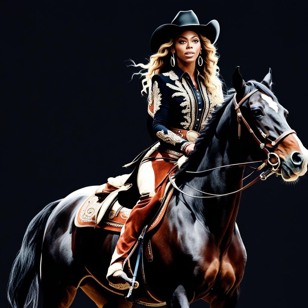Beyoncé Rides a Horse in Cowboy Attire