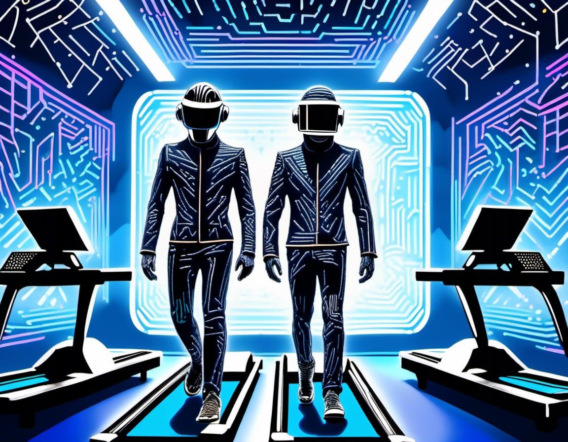 Daft Punk at the Gym in Neon Circuit Style