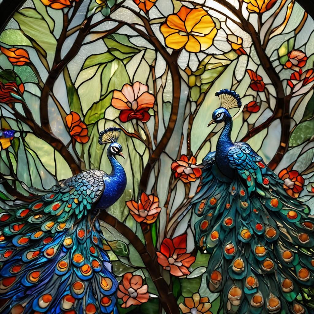 Stained Glass Peacocks