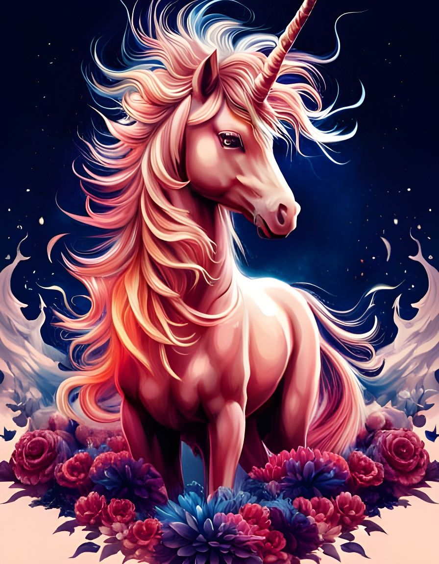 Majestic Unicorn in Digital Illustration Style