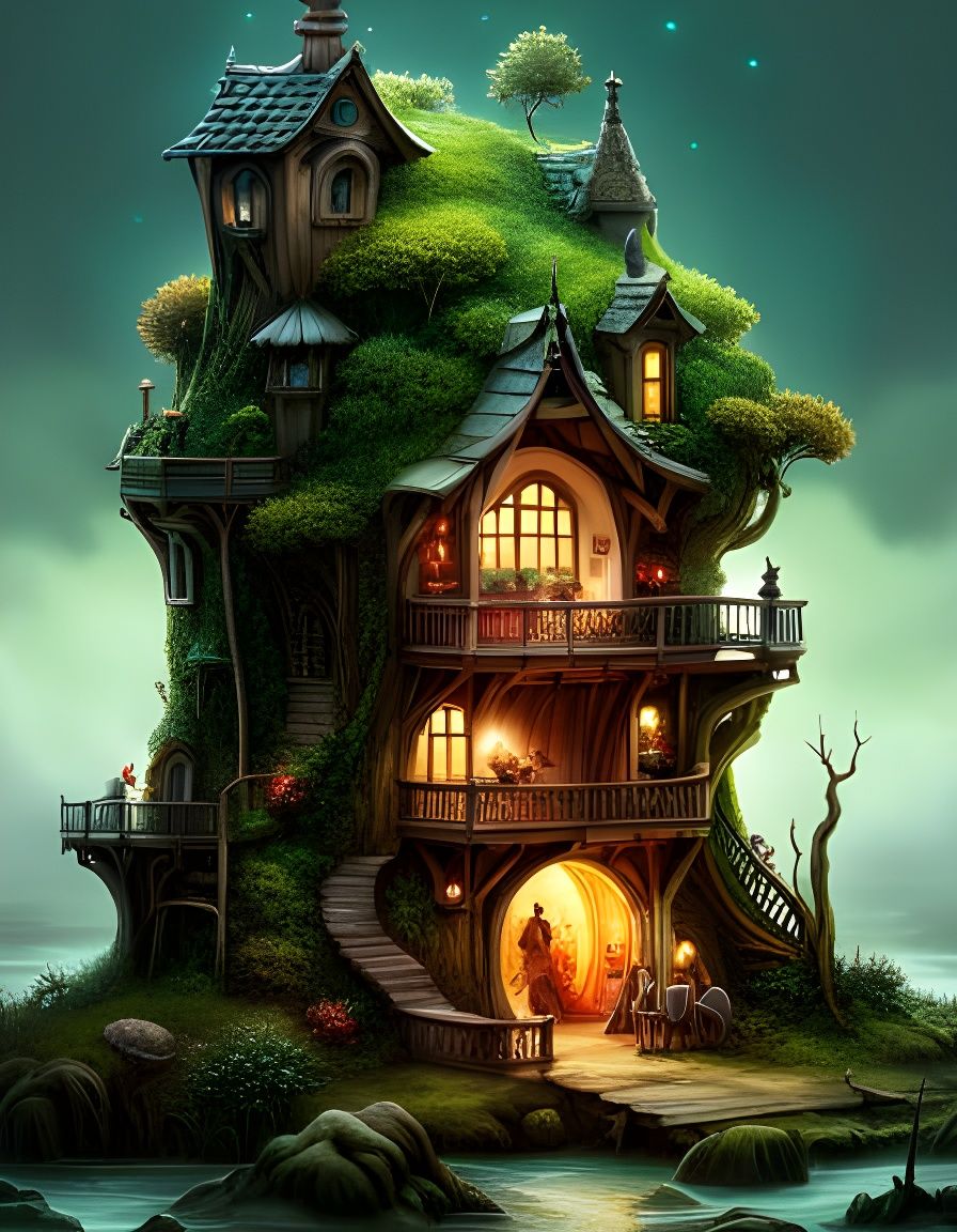 Enchanted Obsidian Fairy Houses in Crystal Forest