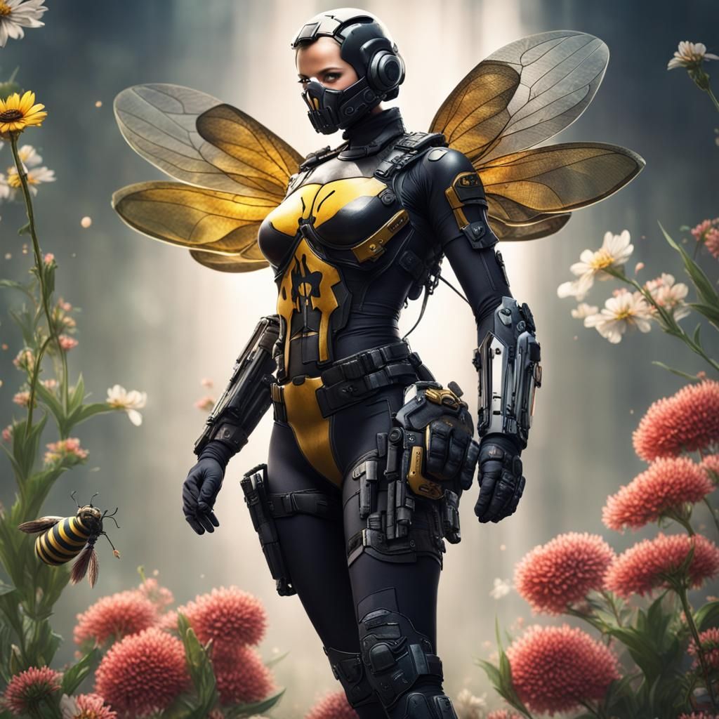 Futuristic Bee Warrior in Digital Art