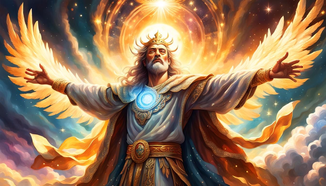 Hyperrealistic God Surrounded by Glowing Aura