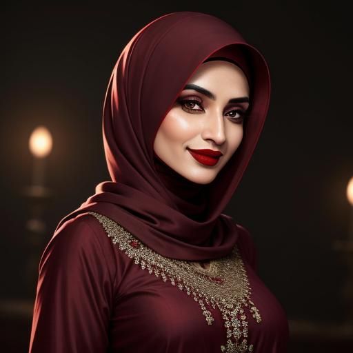 Smiling Hijabi Woman in Hyperrealistic Portrait