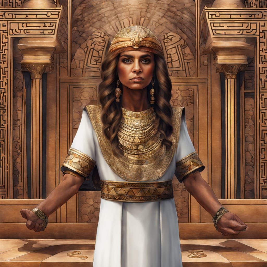 Egyptian Fantasy Priestess in Vibrant Art