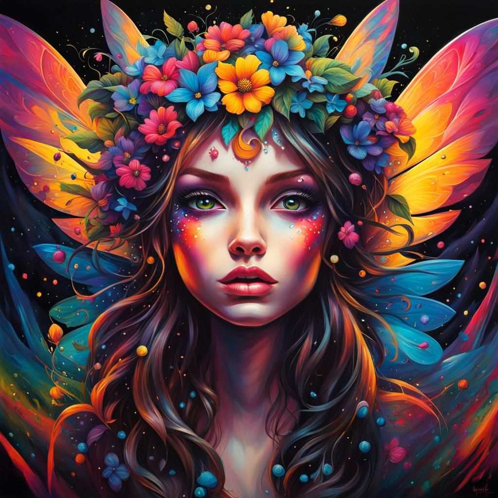 Bright Fairy in Graffiti Art Style