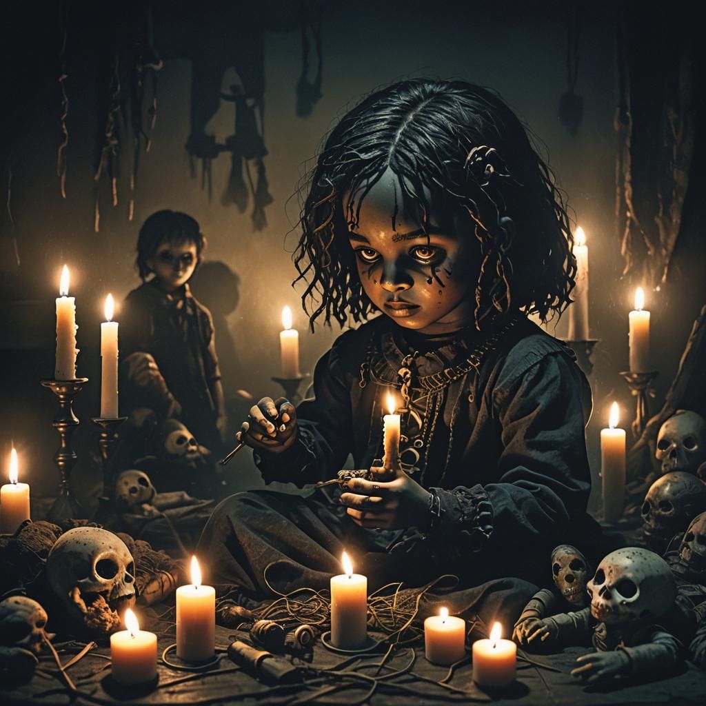 Eerie Dark Fantasy: Child with Voodoo Doll