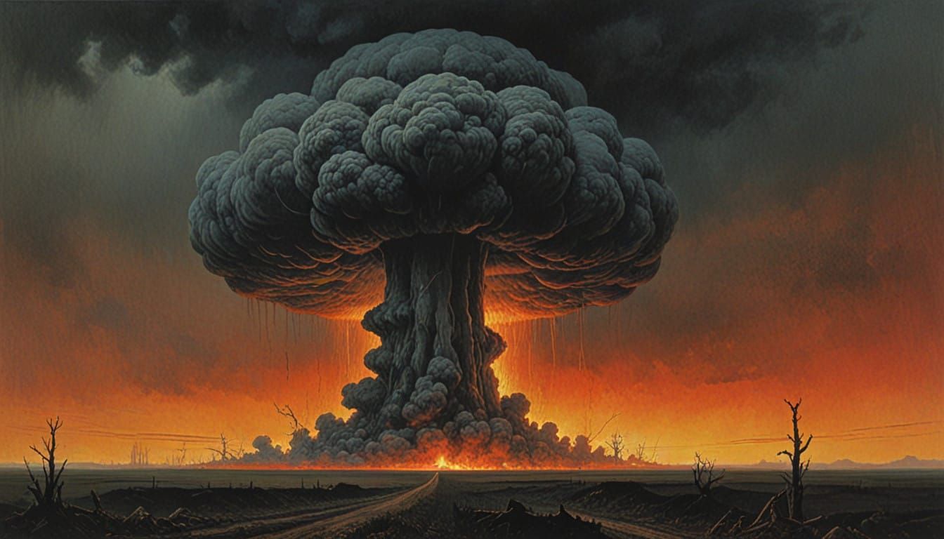 Apocalyptic Mushroom Cloud in Dynamic, Expressive Style