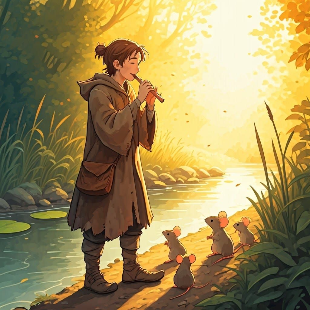 Musician's Haunting Melody Charms Mice by River