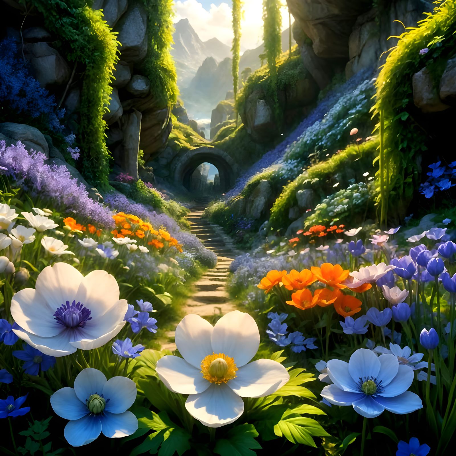 Enchanted Slope Paradise with Labyrinthine Garden and Sandy ...