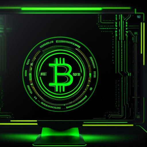 Bitcoin Symbol on Screen in Digital Painting Style