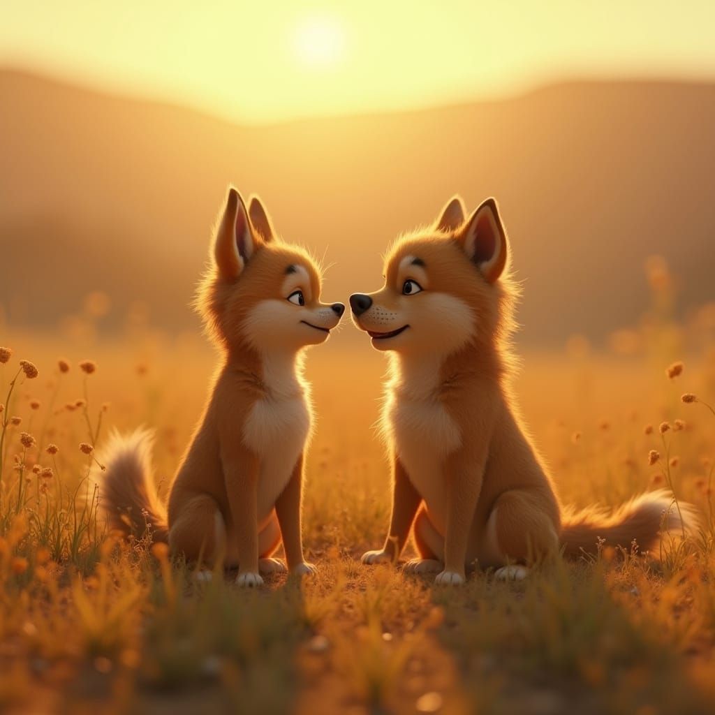Nuno and Pip: Heartfelt Moment in Golden Landscape
