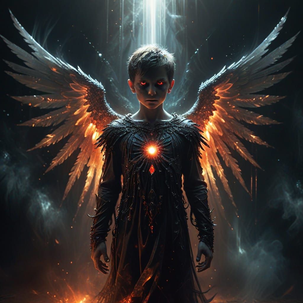 Sinister Angel Child in Dark Abstract Style